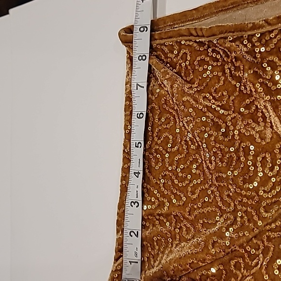 Roaman's Velour Sparking Pailette Short Sleeve Evening Top Gold 2X - Picture 11 of 11